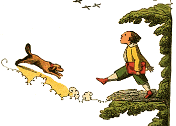 Illustration eines Hundes mit Kind